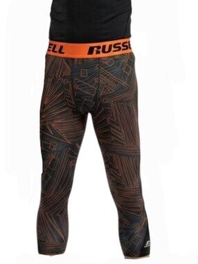 Russell Black and Orange Geometric Compression Pants